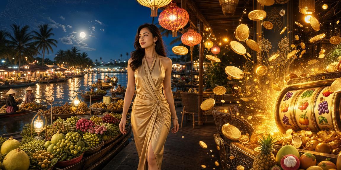 Người chơi slot game tại chợ đêm vùng Mekong tích điểm thưởng VIP trên nền tảng trực tuyến